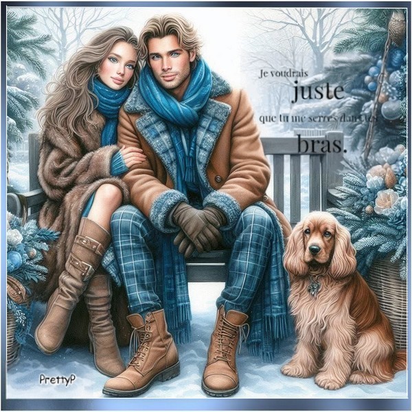 hiver féérique gif animé couple baiser neige belle image