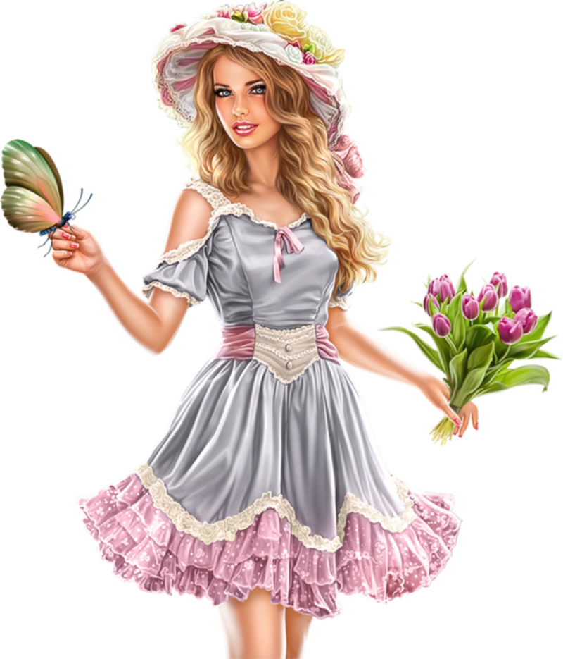 Tubes Femmes Printemps Spring Girl Personnage Png