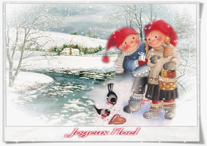 carte virtuelle magie de Noel neige animée cadeaux
