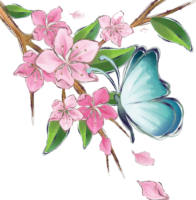Résultat d’images pour Gifs jolies fleurs et papillons bleus
