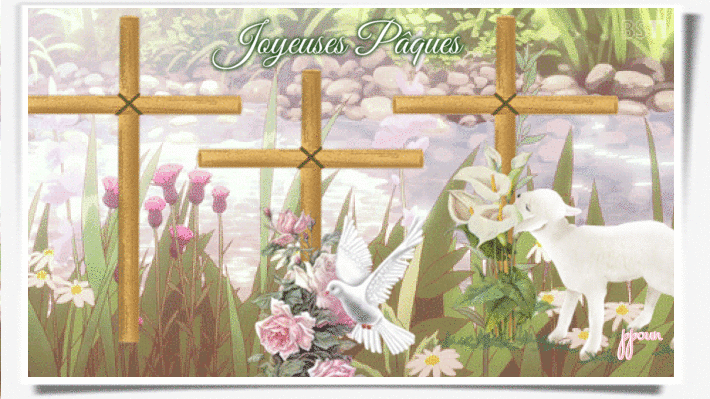 de Joyeuses Pâques en carte animée religion